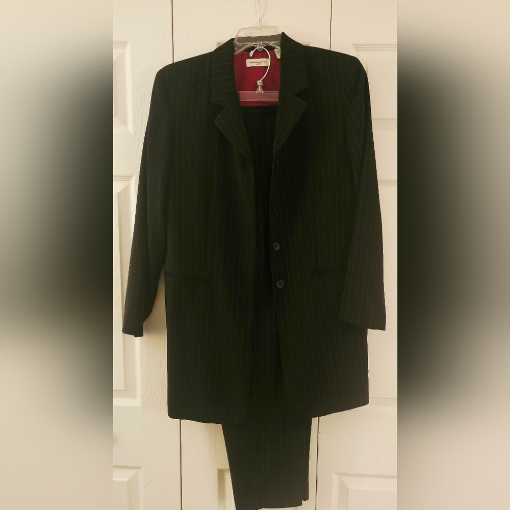 Vintage Amanda Smith Black Pinstripe Women's Pantsuit